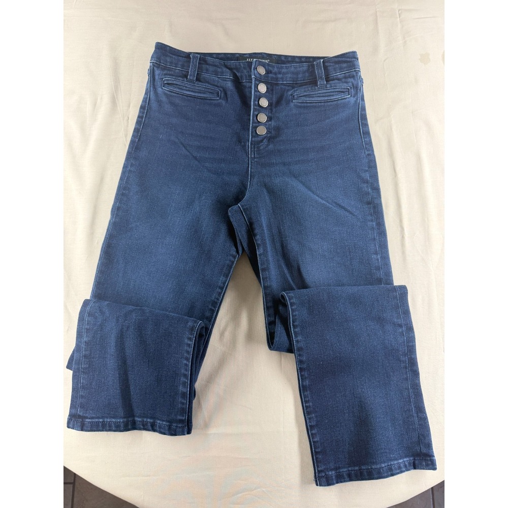 Liverpool Jeans Co Womens 6/28 Dark Wash Straight Jeans Button Fly Stretch